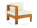 Conjunto 6 Muebles de jardín VIDAXL cojines blanco crema madera de acacia