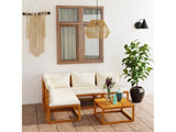 Conjunto 5 Muebles de jardín VIDAXL cojines crema madera maciza de acacia