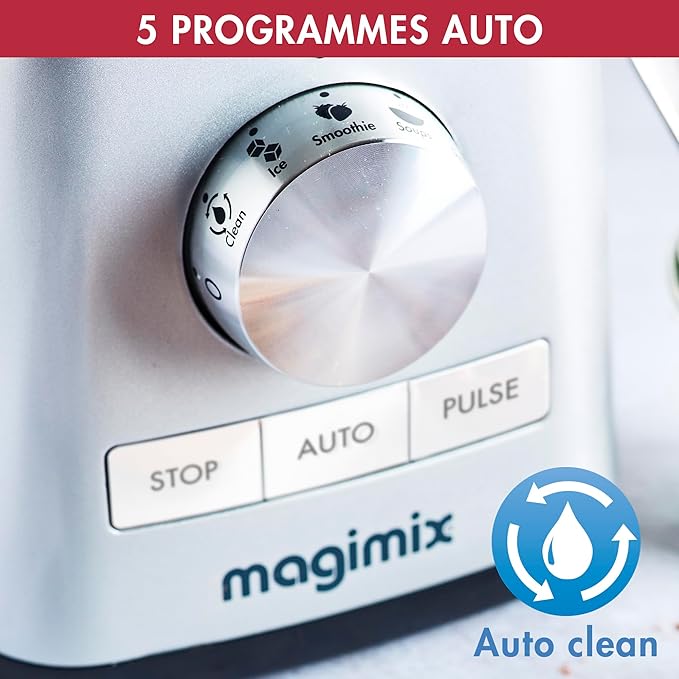 Magimix Blender Power Batidora Profesional 4 - Licuadora Eléctrica, Picadora, Batidora para Smoothies, Robot Picador Multifuncional - Vaso de vidrio - Negro