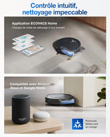 ECOVACS DEEBOT T80 Omni Robot Aspirador Fregador, 18 000 Pa, Limpieza Automática Instantánea OZMO Roller, ZeroTangle 3.0, Lavado con Agua Caliente 40-75 ℃, Secado con Aire Caliente, Negro
