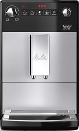 Melitta Purista Plateado, Máquina de Café en Grano con Molinillo y Sistema de Extracción de Aromas, Silenciosa, Modo 1 a 2 Tazas, Cafetera Espresso 1L, Automática, F230-101.