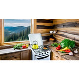 Cocina de gas portátil de 4 fuegos 4650W Blanco lacado con tapa KEMPER