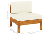 Conjunto 6 Muebles de jardín VIDAXL cojines blanco crema madera de acacia